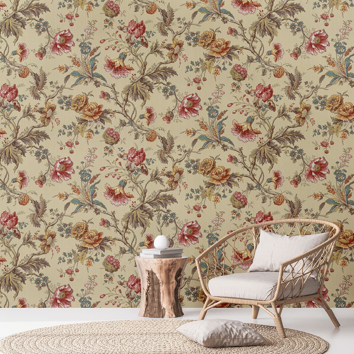 Mesmerizing Vintage Floral Pattern Wallcovering Wallpaper pattern detail