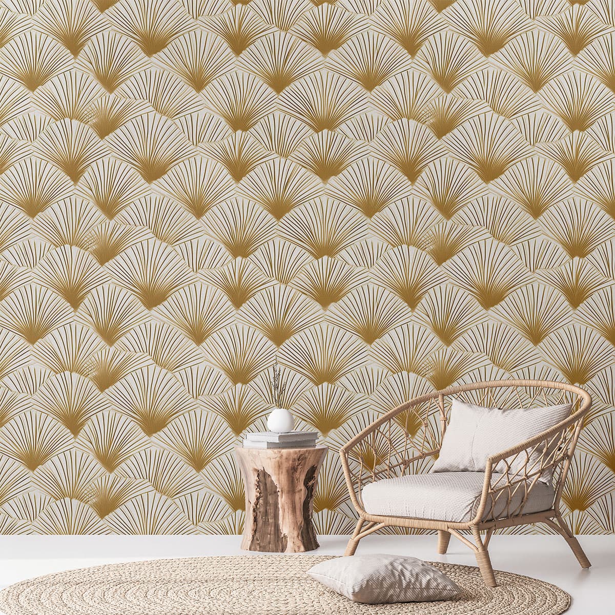 Modern Golden Art Deco Style Wallpaper Roll pattern detail
