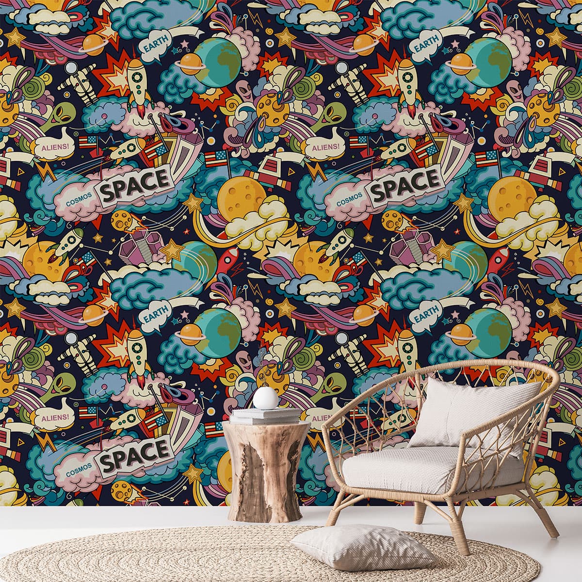 Galactic Adventure Wallcovering for Kids Room pattern detail