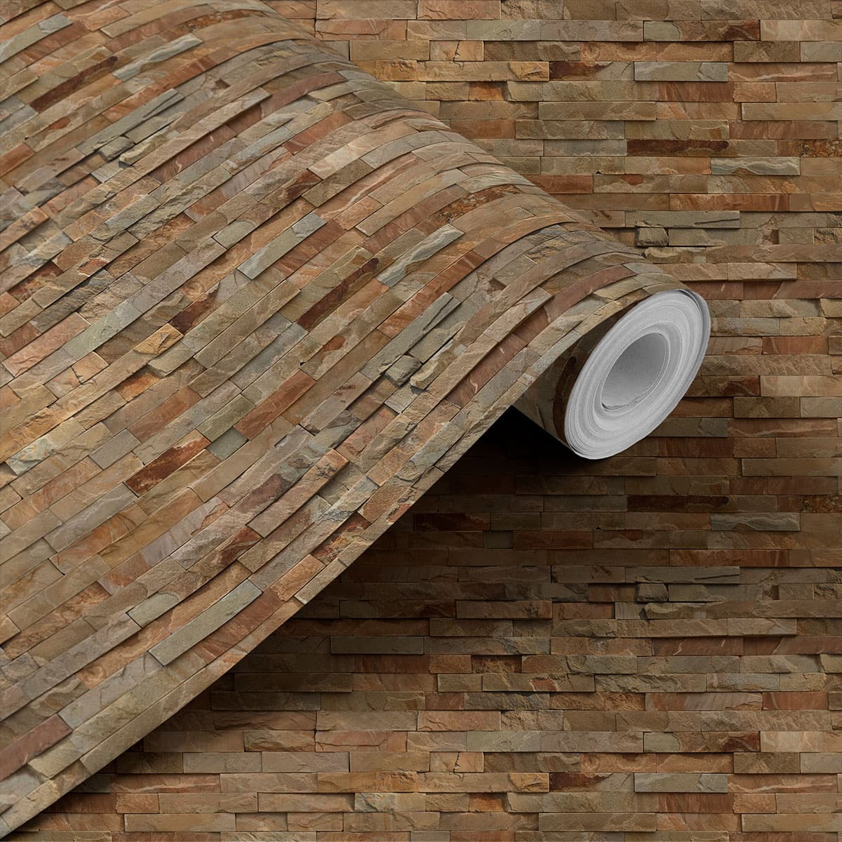 Stripe Stone Wall Pattern Wallcovering shown in a room