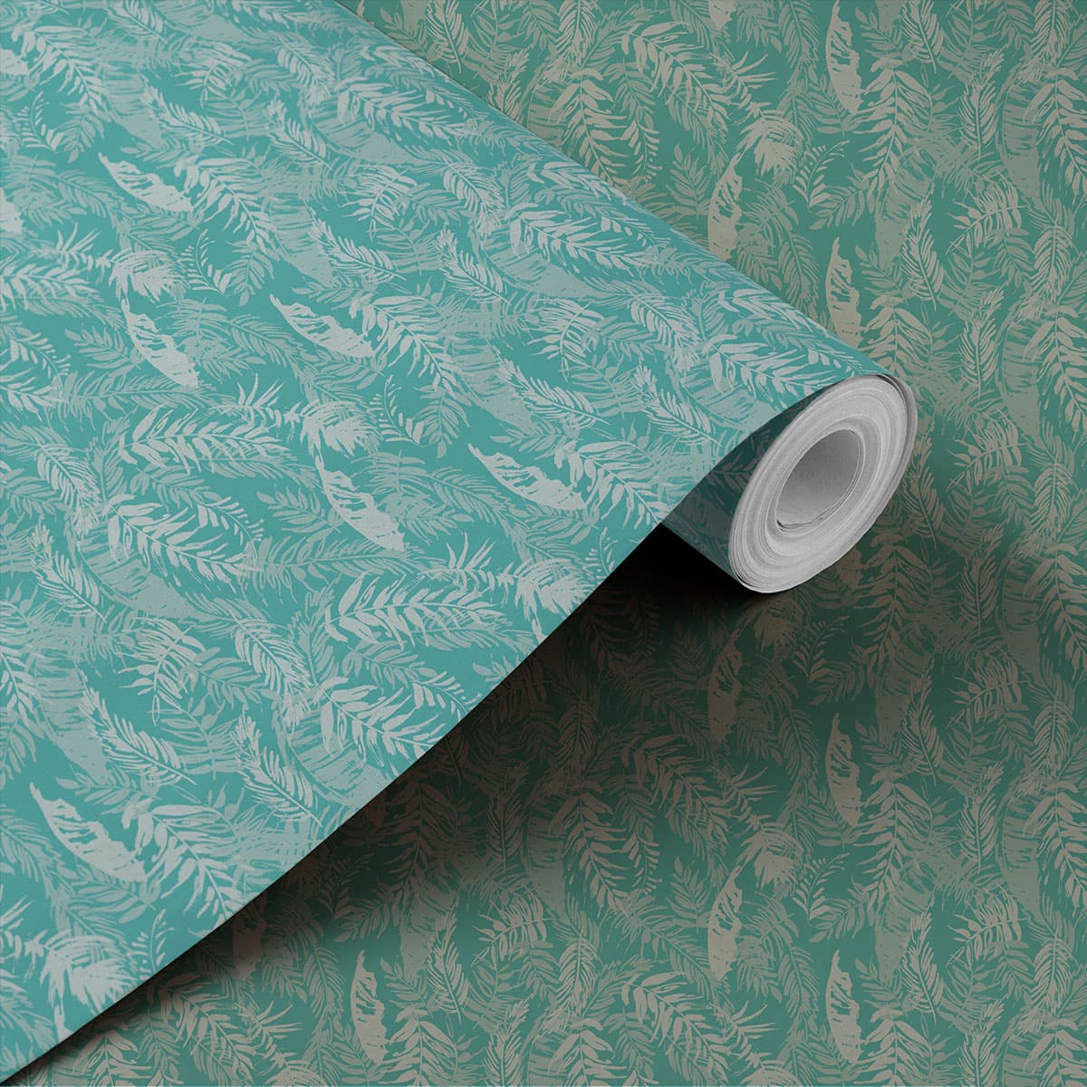 Palm Breeze Paradise Tropical Leaf Pattern Wallcovering Wallpaper shown in a room