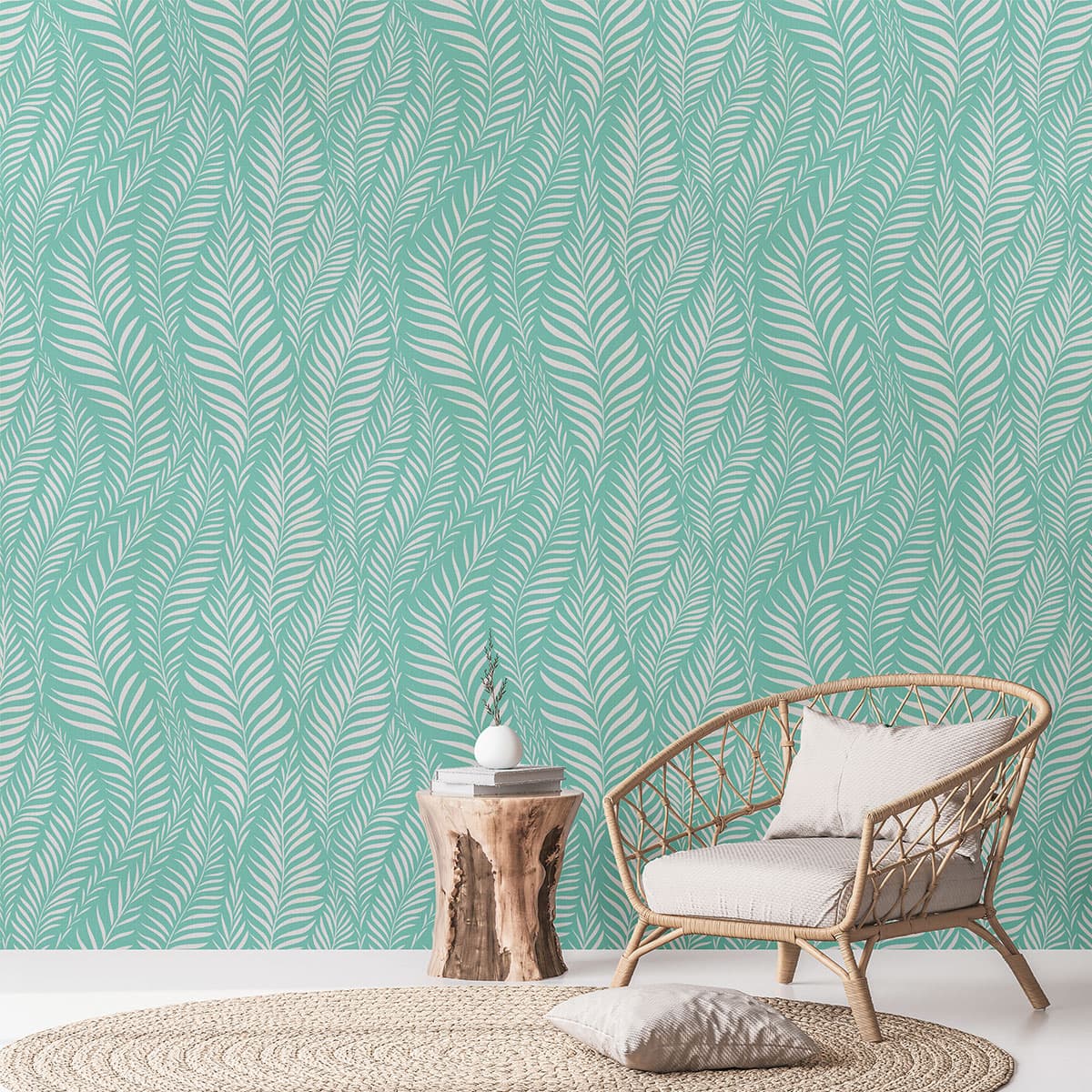 Palmy Haven Tropical Palm Leaf Pattern Wallcovering Wallpaper pattern detail