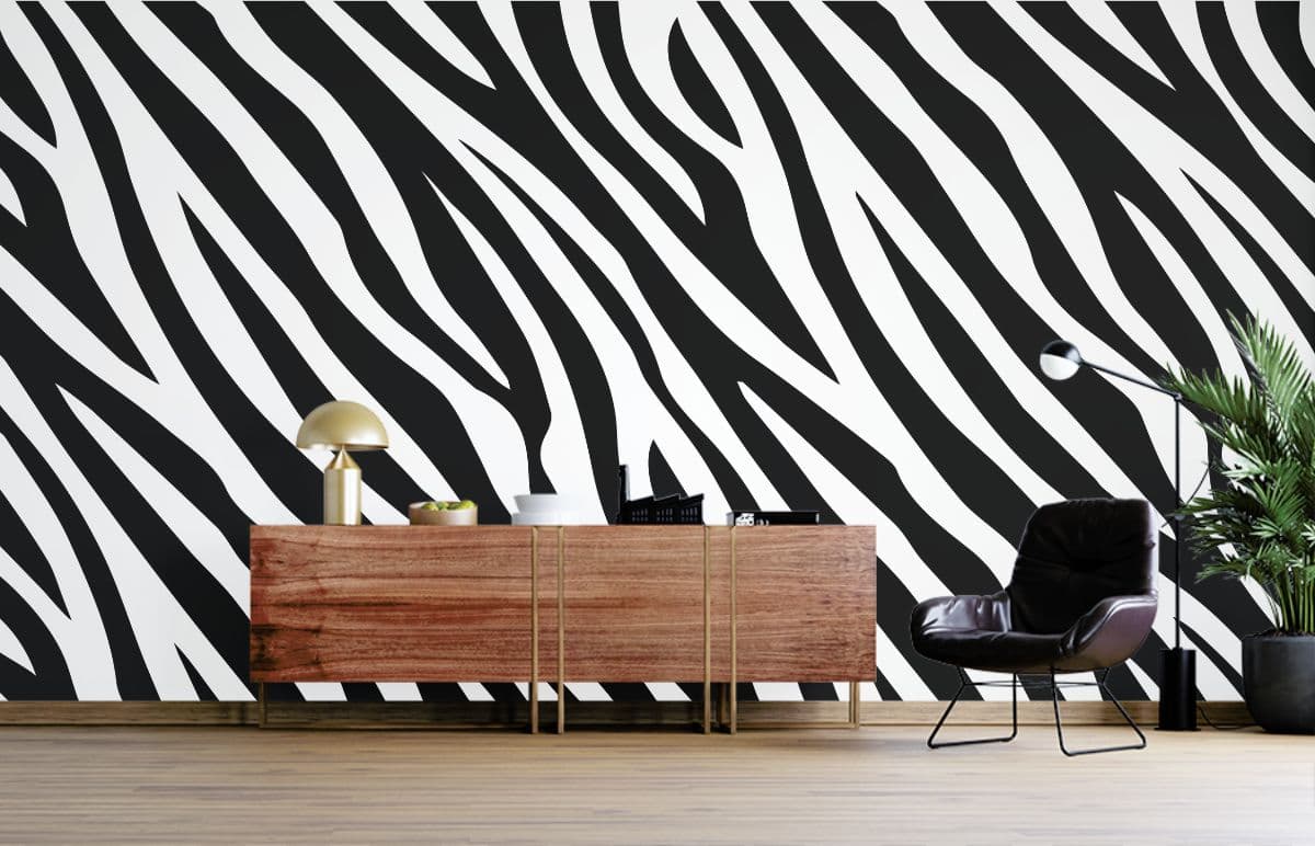 Chic Zebra Print Wallpaper for Walls shown in a room