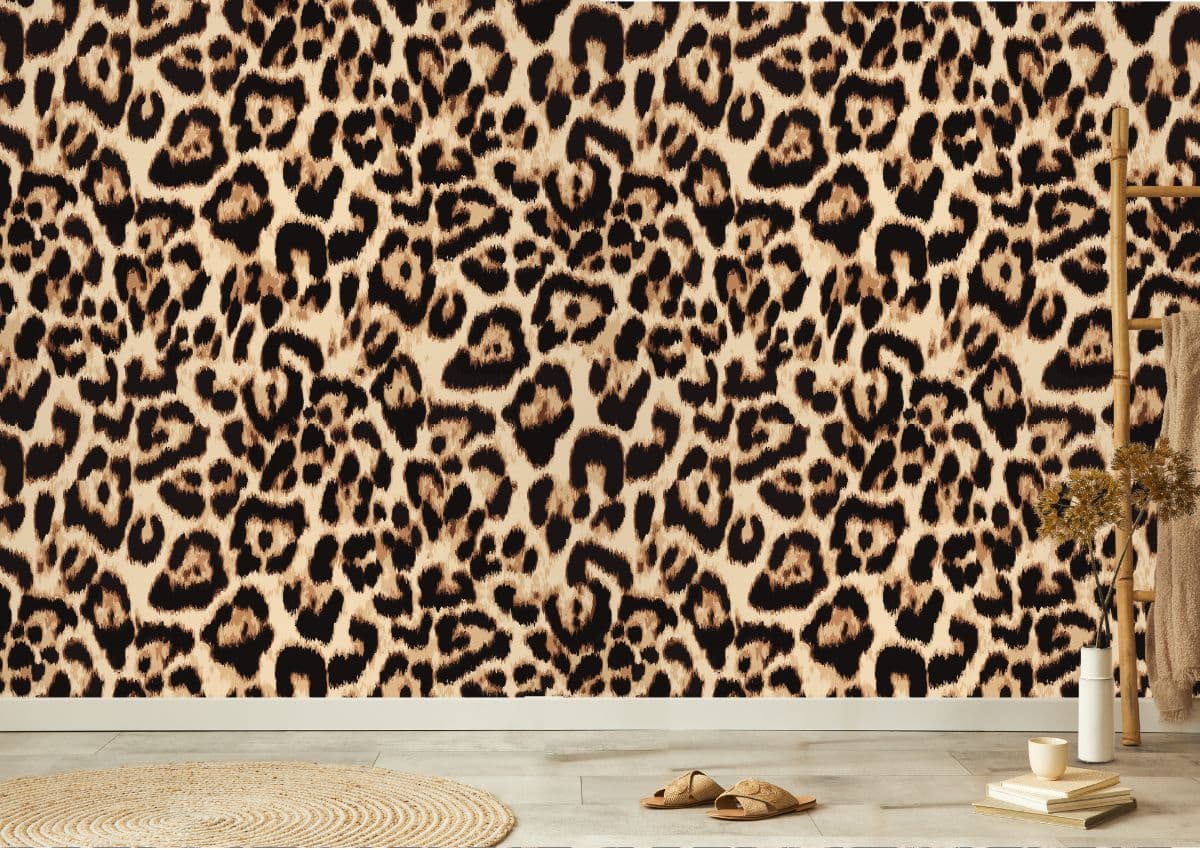 Elegant Leopard Skin Pattern Wallpaper for Wall shown in a room