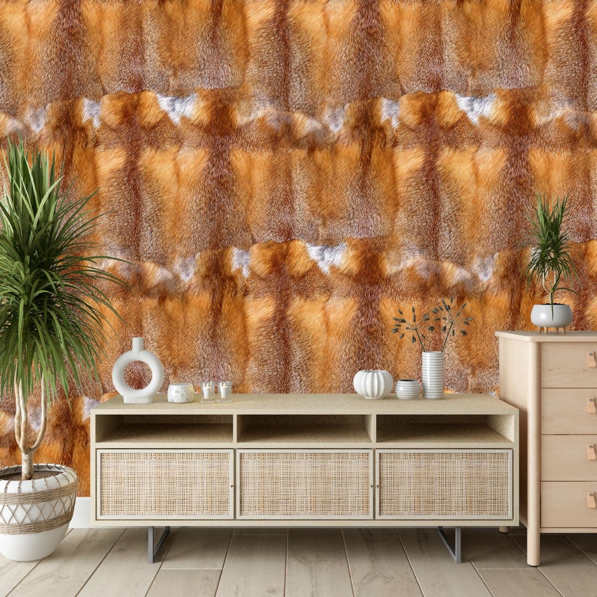 Fox Fur Wallpaper for Walls shown in a room