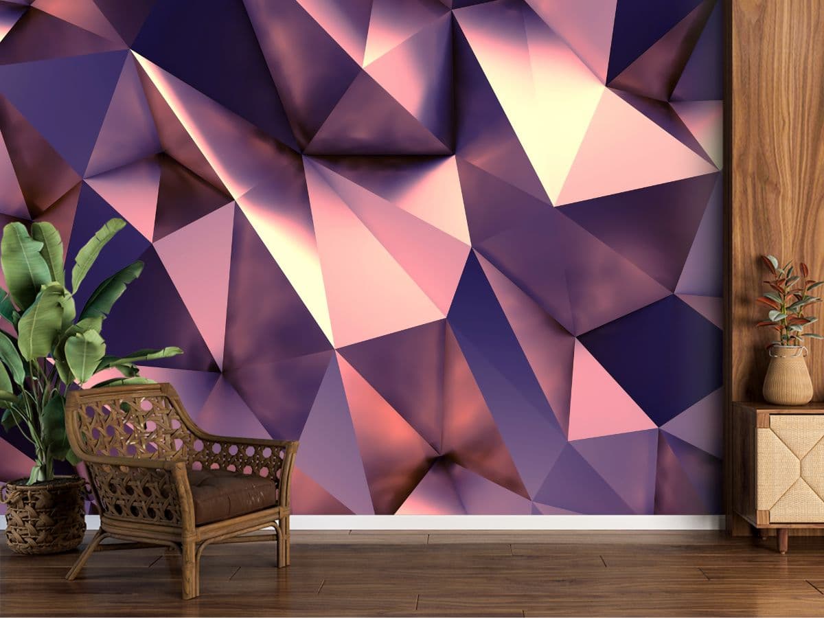 3D Abstract Rose Gold Wallpaper Mural shown in a room