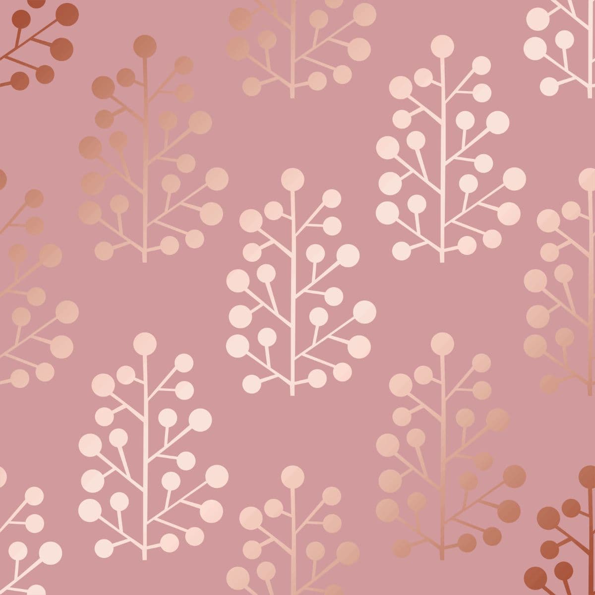 Floral Pattern Rose Gold Mural Wallpaper pattern detail