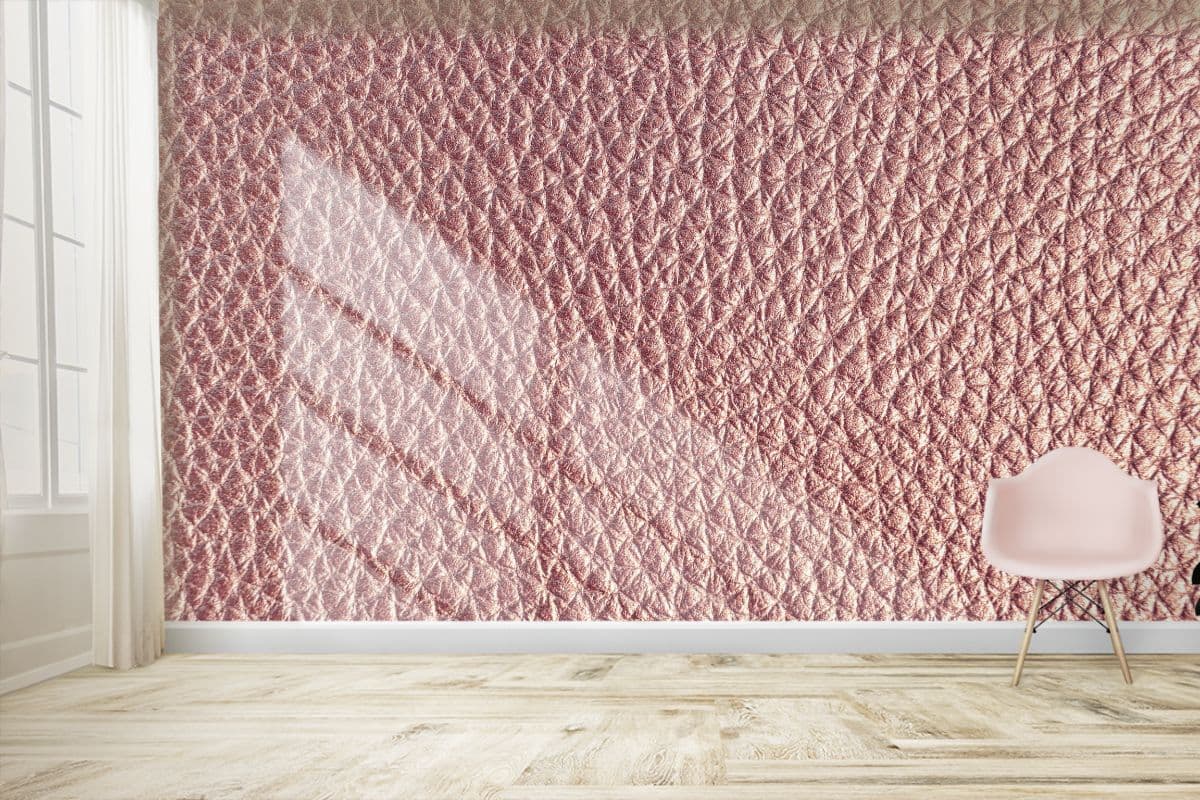Rose Gold Luxe Leather Wallpaper for Wall shown in a room