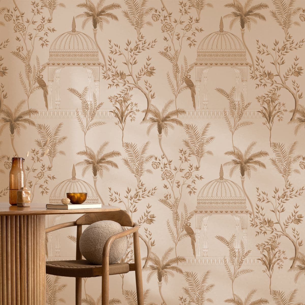 Boho Tropical Garden Wallpaper Mural shown in a room