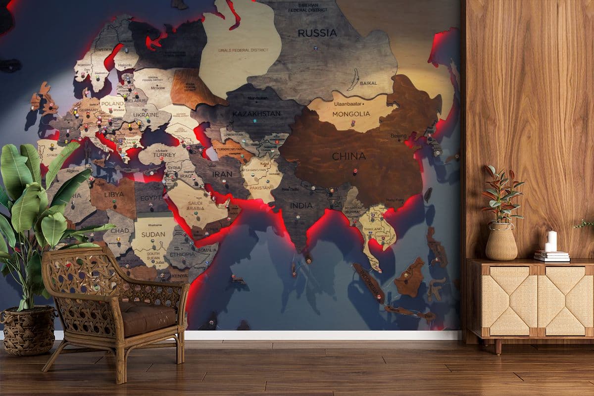Historical Europe Asia Map Wall Mural Wallpaper shown in a room