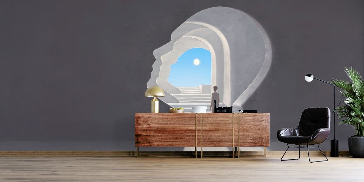 Creative Mind, 3D Office Wallpaper shown in a room