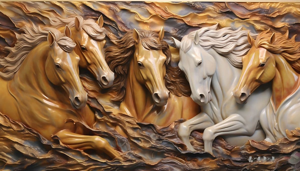 Elegant 3D Horse Wallpaper Mural pattern detail