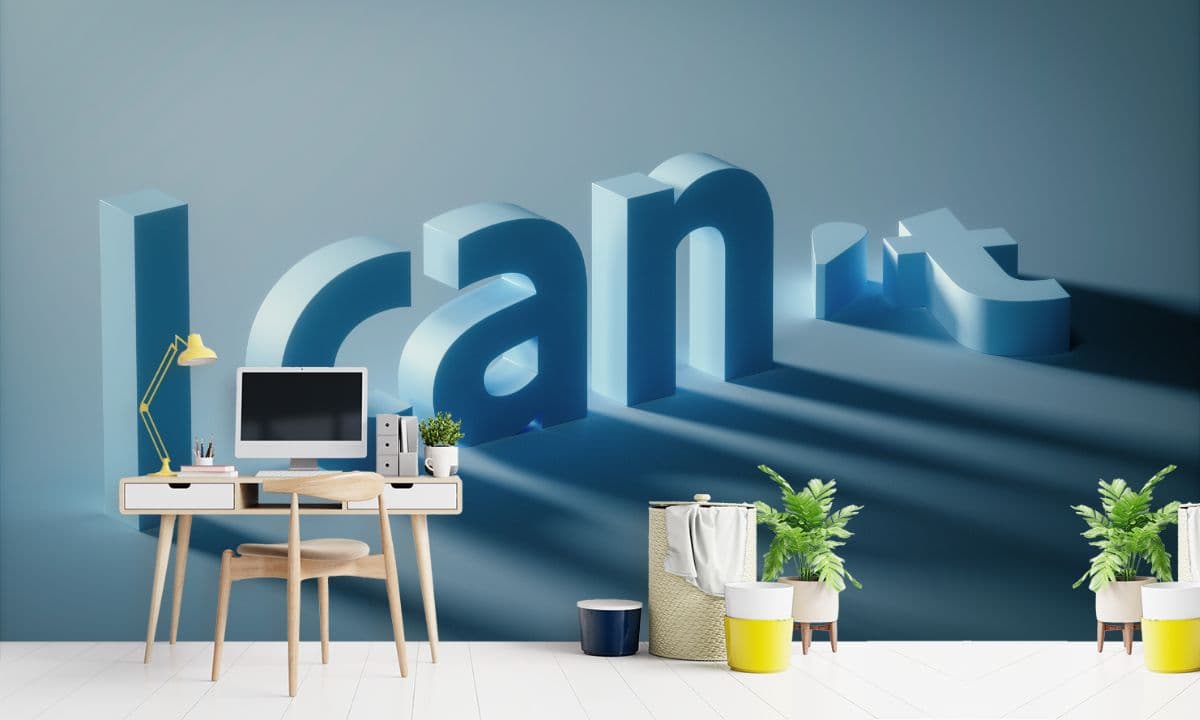 I Can, 3D Office Wallpaper shown in a room