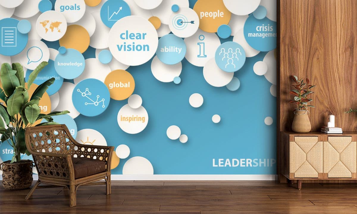 Leadership Qualities, 3D Office Wallpaper shown in a room