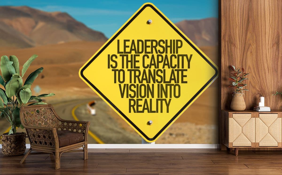 Leadership Quote, Office Wallpaper shown in a room