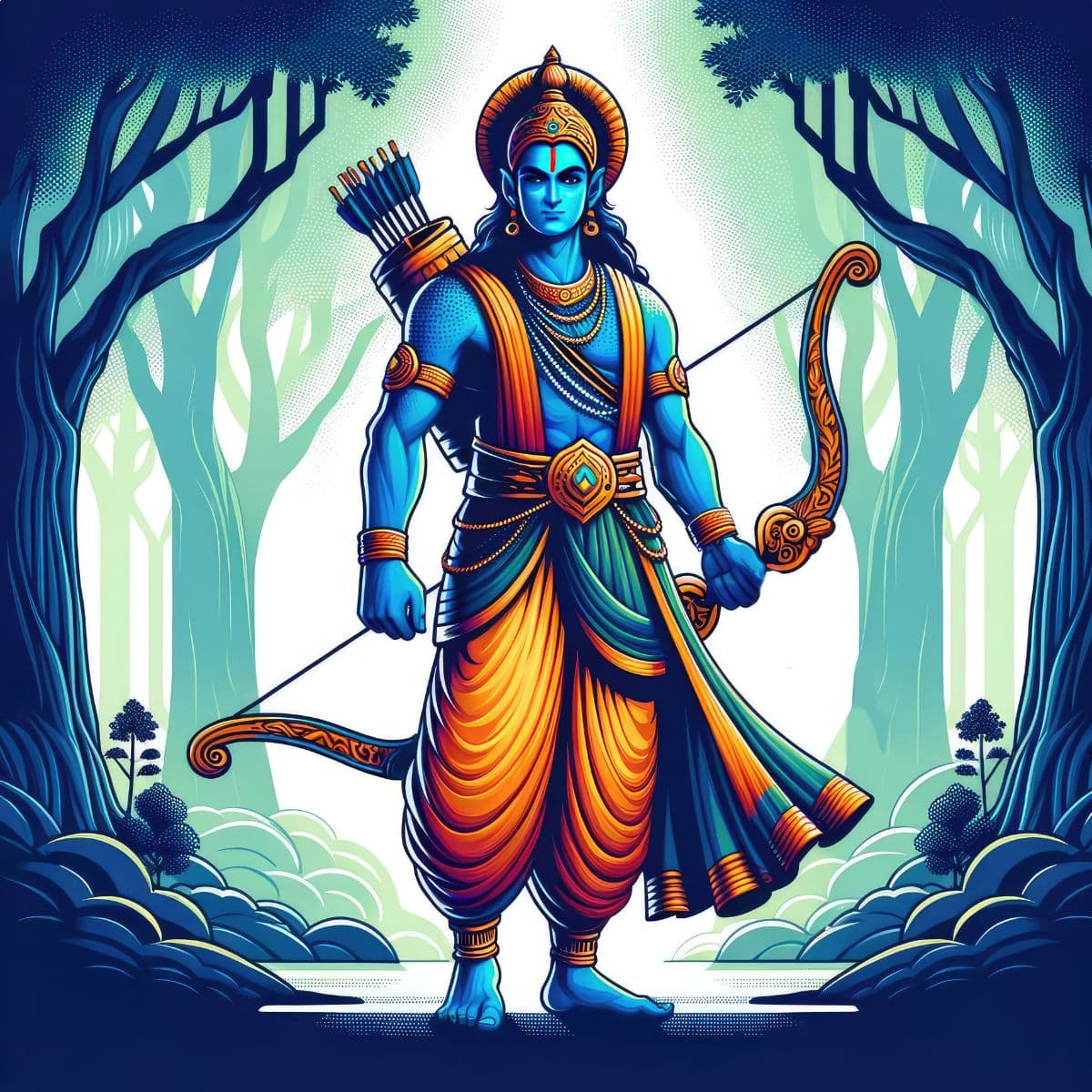 Bhagwan Ram Portrait Wallpaper for Wall pattern detail