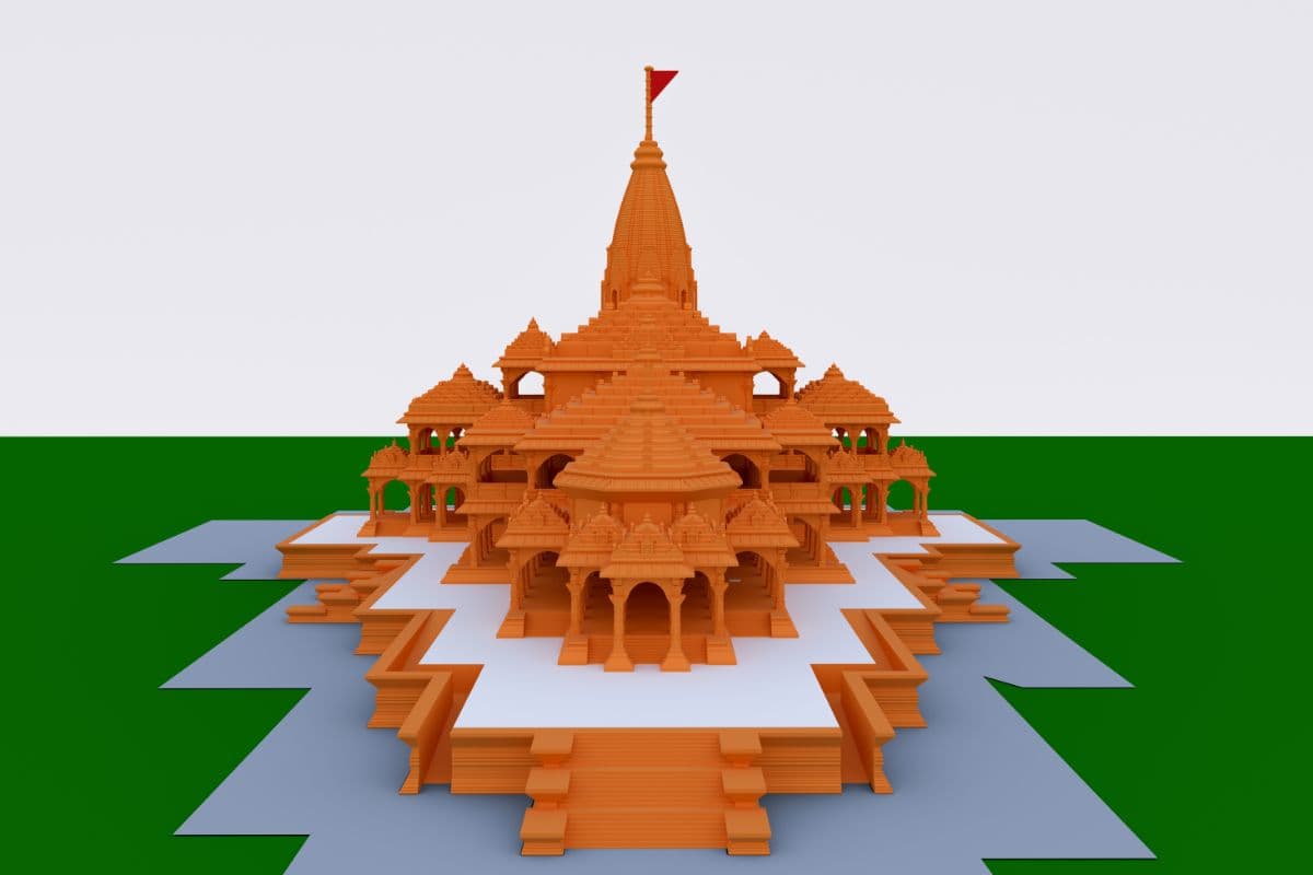 3D Ram Mandir Ayodhya Wallpaper for Home pattern detail