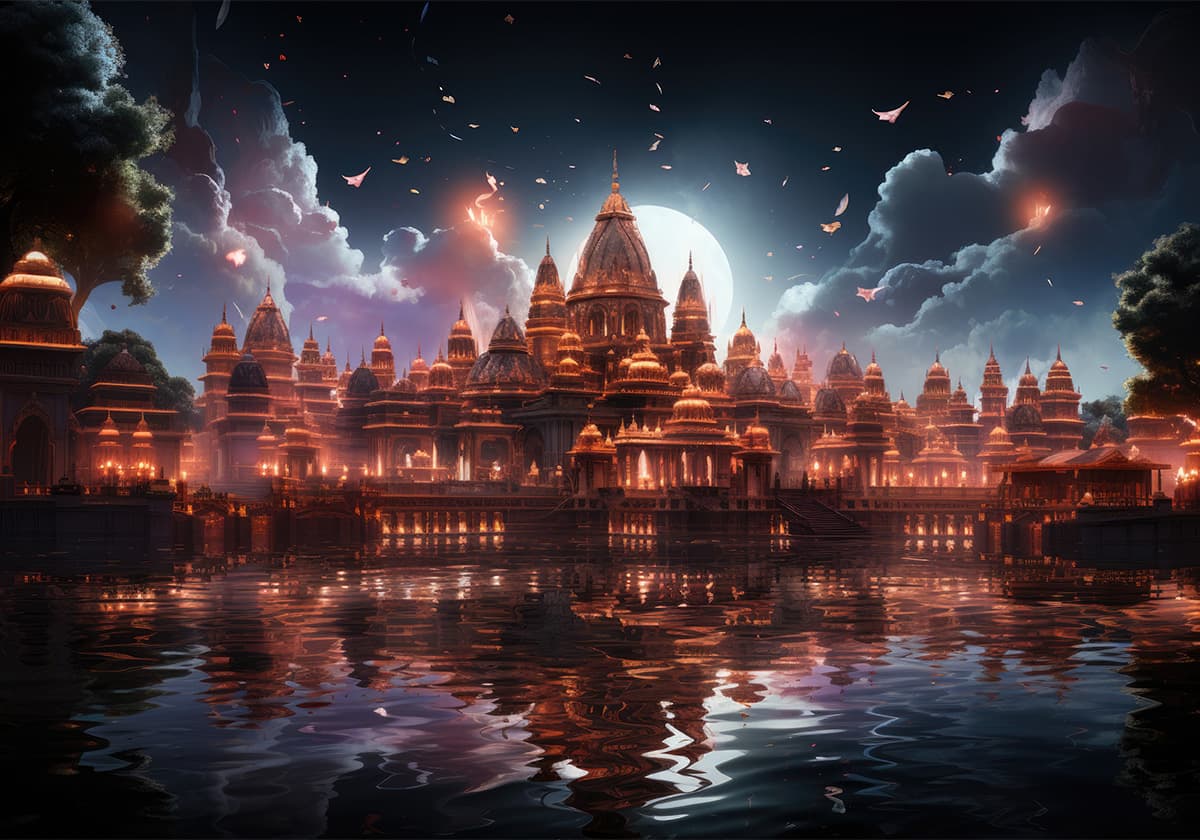 Ayodhya Temples Art Wallpaper for Wall pattern detail