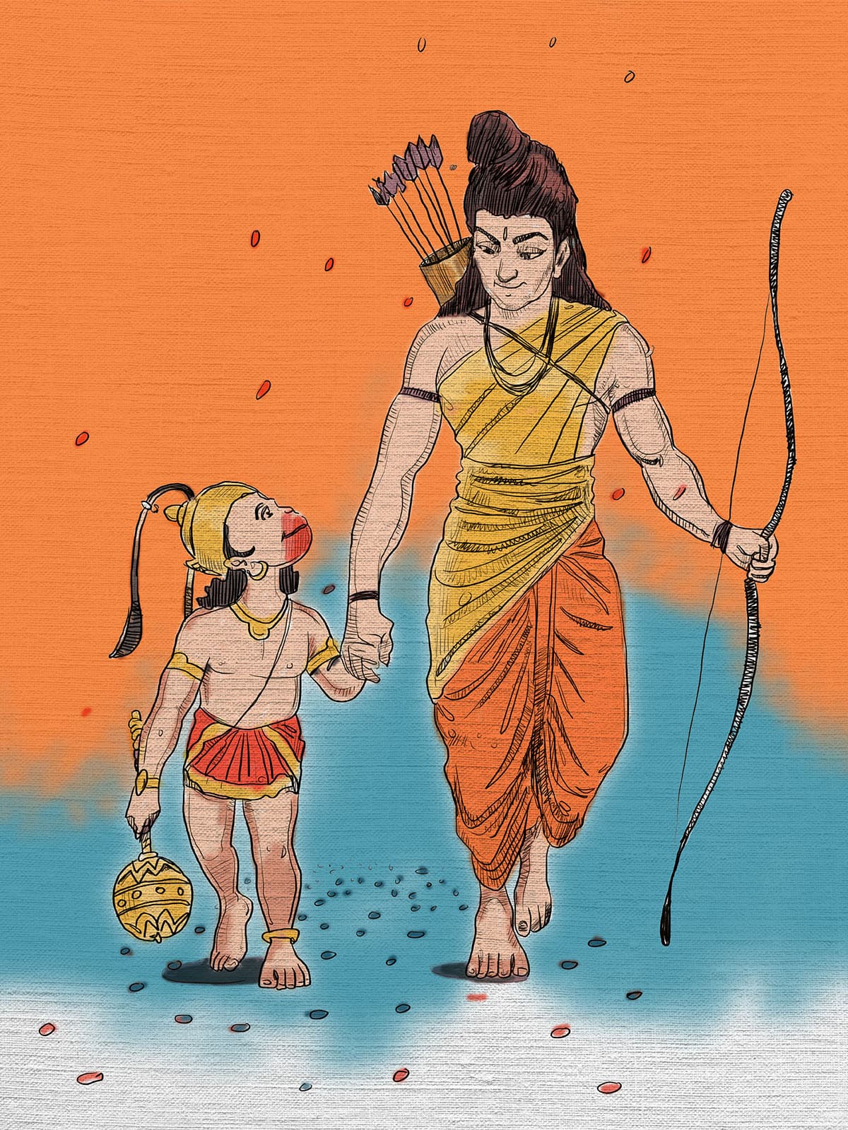 Ram ji and Hanuman ji Wallpaper for Wall pattern detail