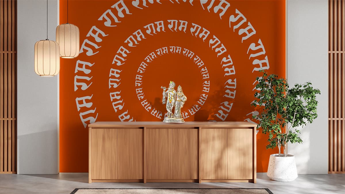Ram Naam Wallpaper for Wall shown in a room