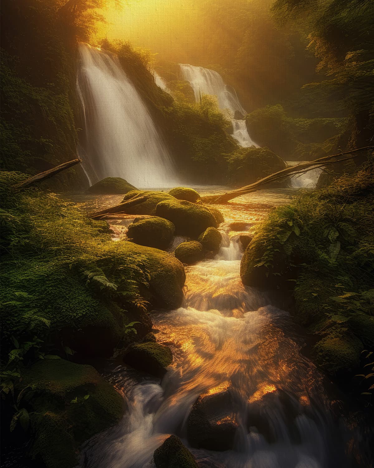 Realistic Waterfall Wallpaper Mural pattern detail