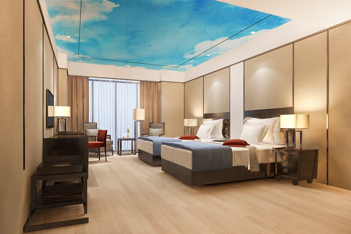 Peaceful Clouds, Wallpaper for Ceiling shown in a room