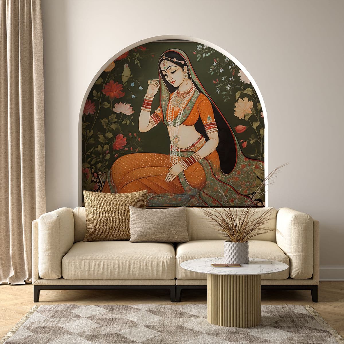 Rani Sa, Rajasthani Style Wallpaper shown in a room