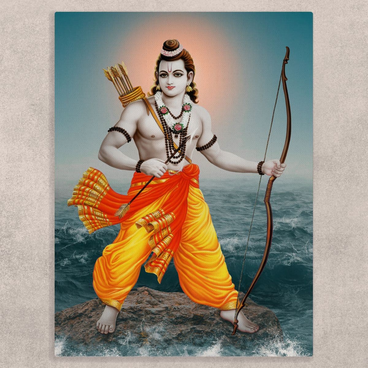 Shri Ram Painting Canvas Print for Wall shown in a room