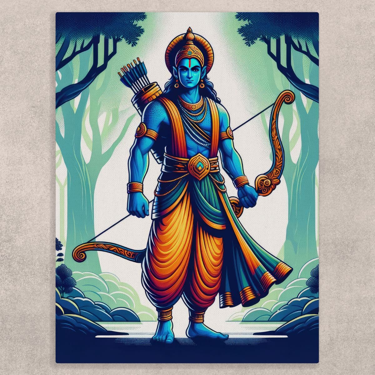 Lord Shri Ram Portrait, Canvas Art for Wall shown in a room