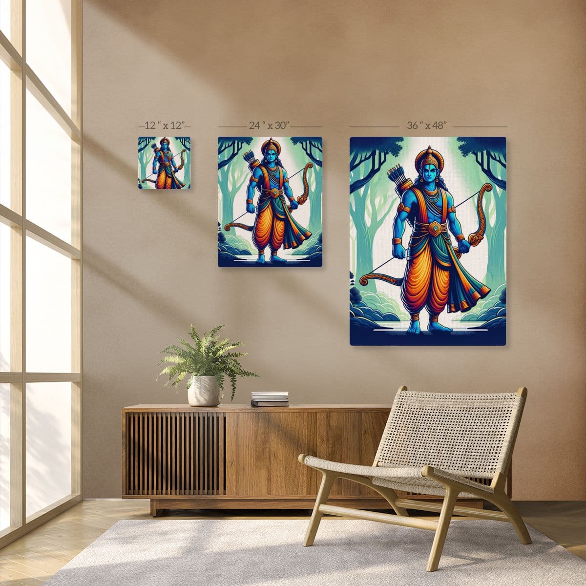 Lord Shri Ram Portrait, Canvas Art for Wall pattern detail