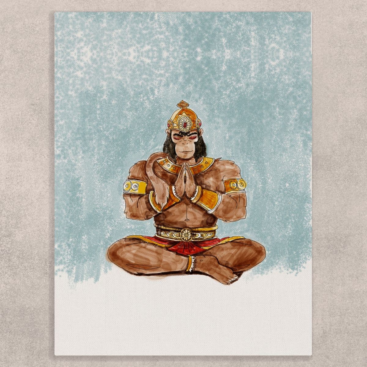 Ram Bhakt Hanuman Painting Canvas Wall Art shown in a room