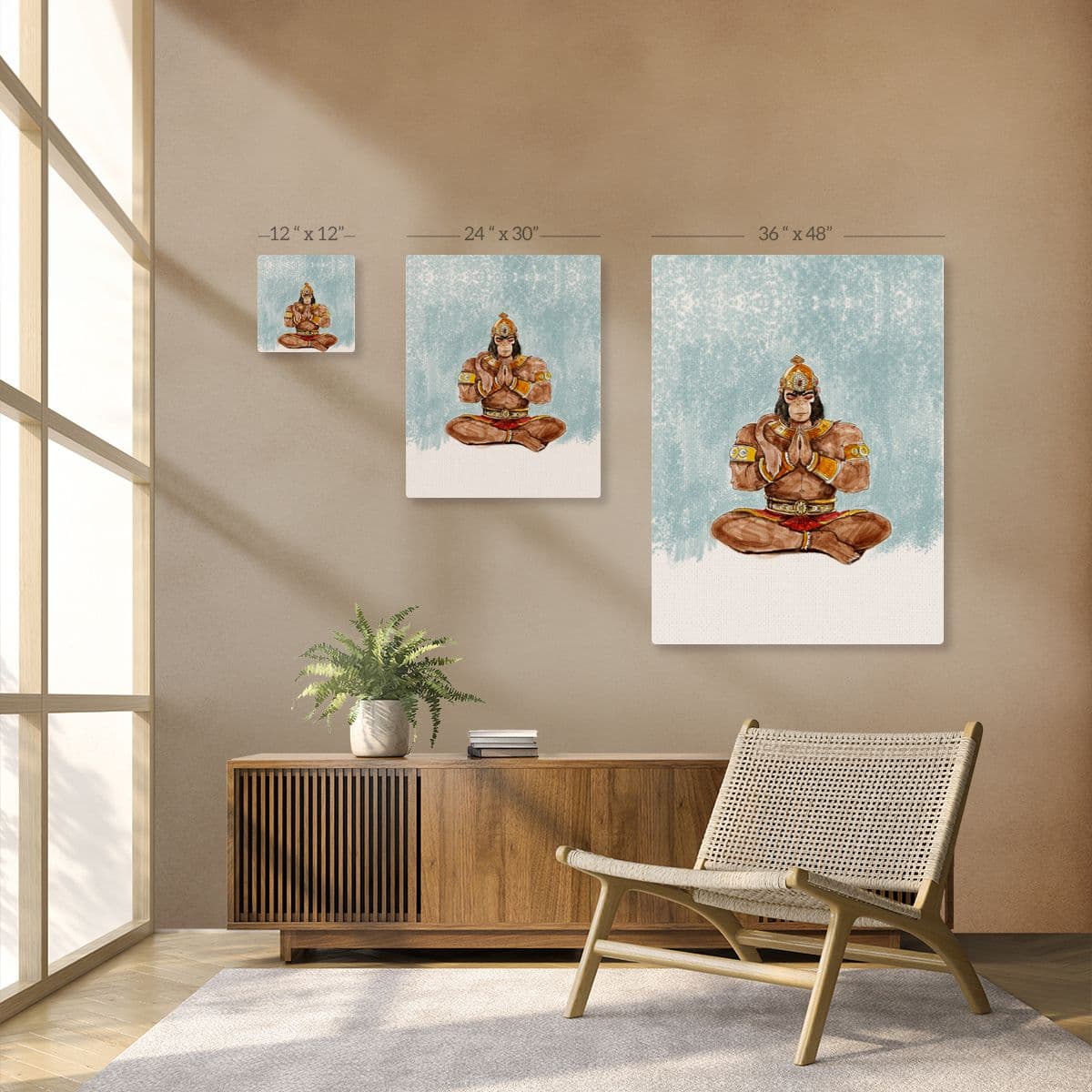 Ram Bhakt Hanuman Painting Canvas Wall Art pattern detail