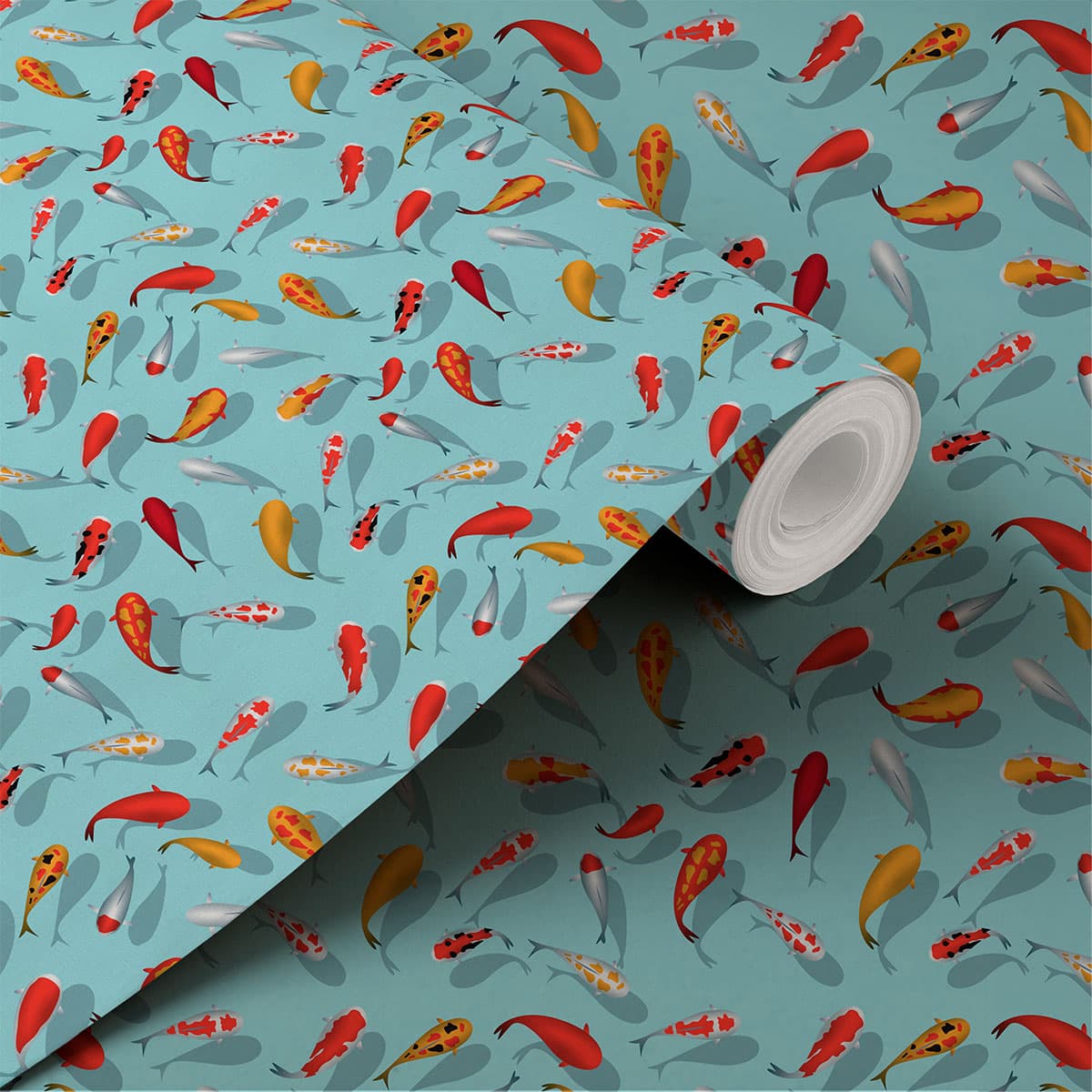 3D Koi Fish Wallpaper for Home shown in a room