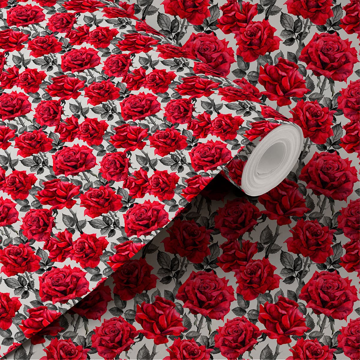 Mesmerizing Red Rose Wallpaper shown in a room