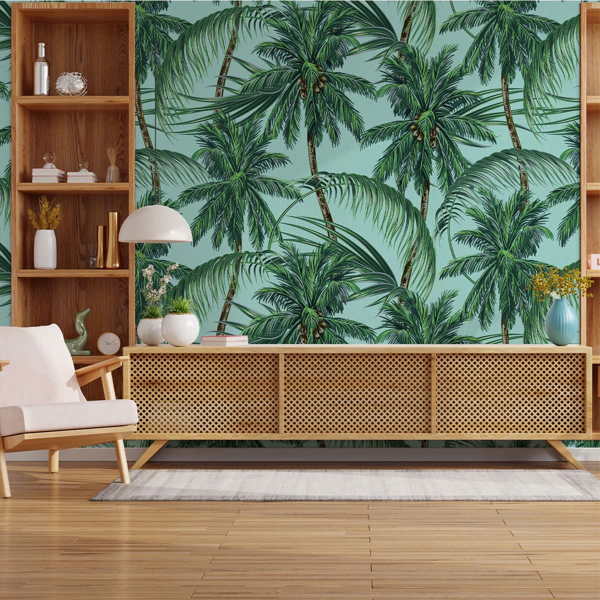 Exotic Palmscape Wallpaper for Wall pattern detail