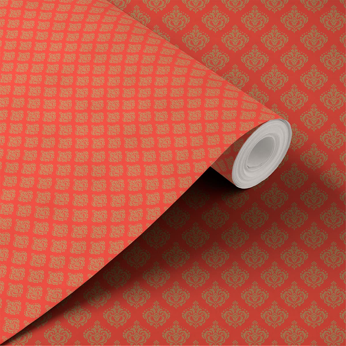 Red Damask Wallpaper for Wall shown in a room