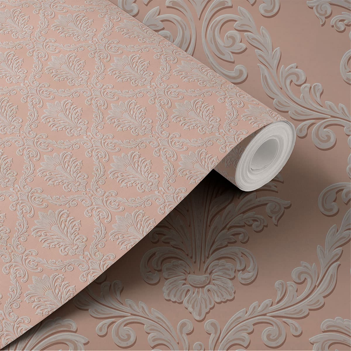 Vintage Damask Floral Pattern Wallpaper shown in a room