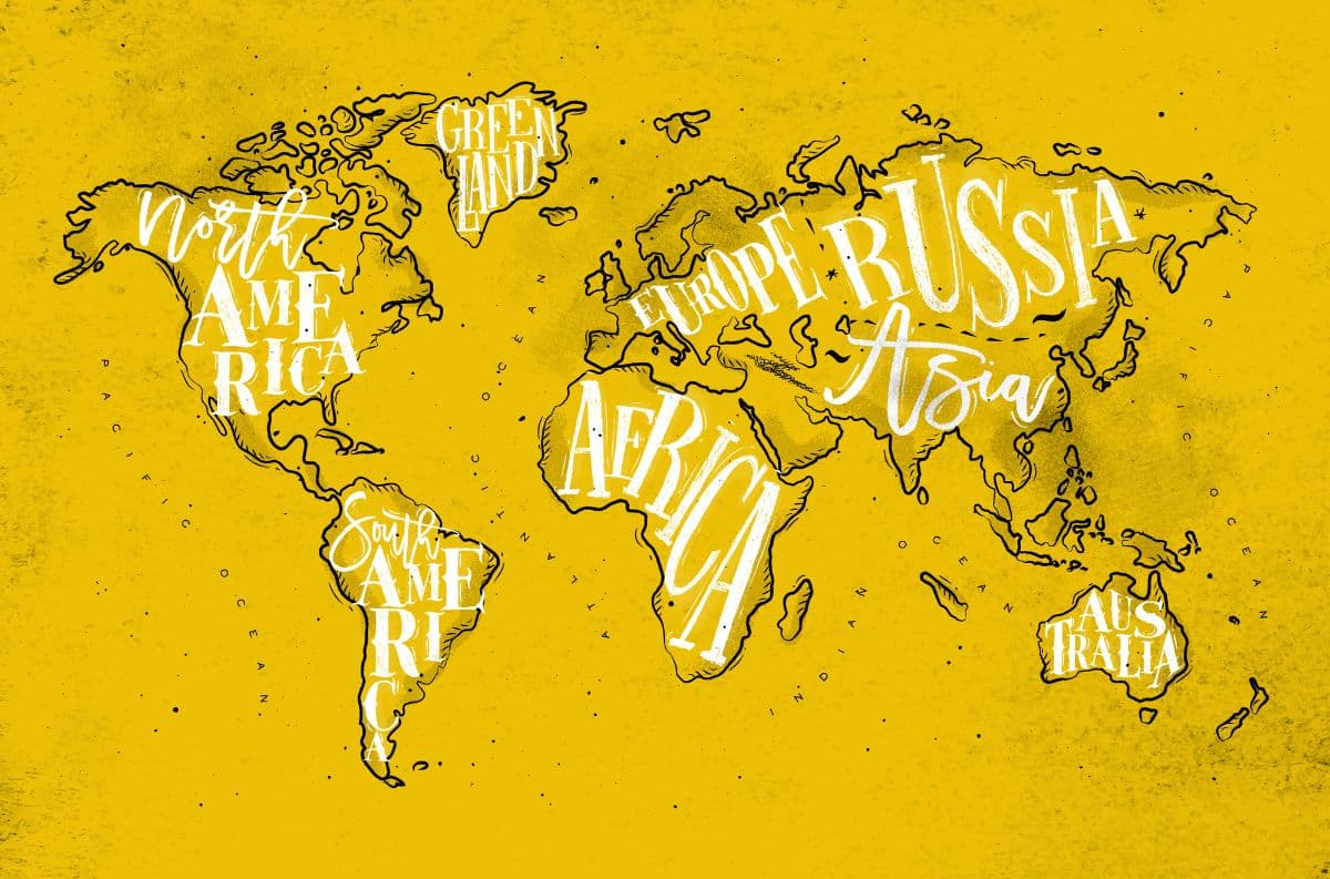 Continents, World Map Wallpaper pattern detail