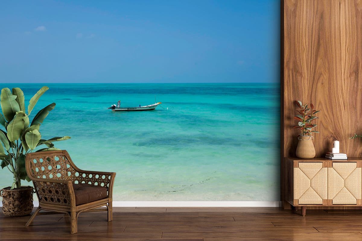 Beautiful Beach in Lakshadweep Wallpaper Mural shown in a room