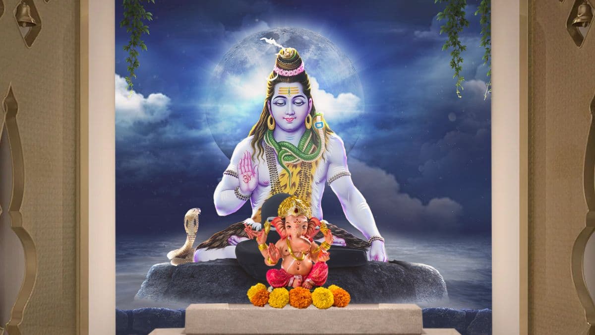 3D Divine Bhagwaan Shankar Wallpaper for Home shown in a room
