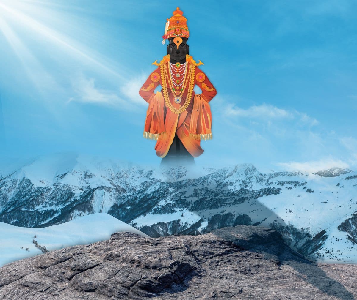 3D Shri Hari Vitthal Wallpaper for Pooja Room pattern detail