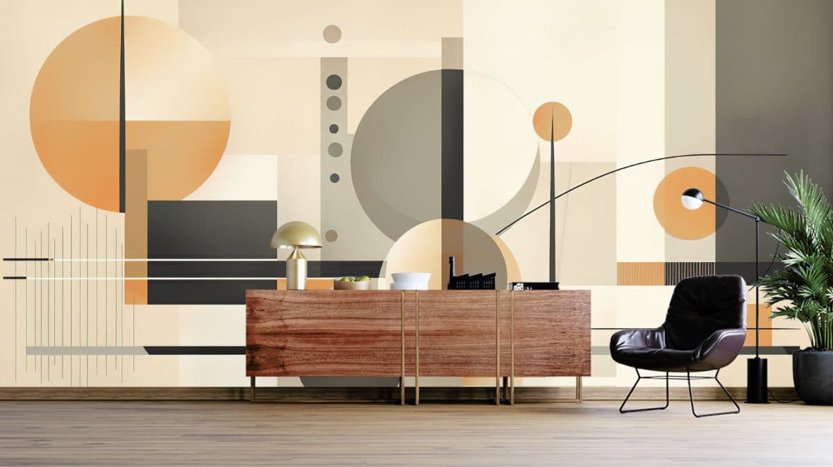 Modern Art Wallpaper Mural for Home and Office shown in a room