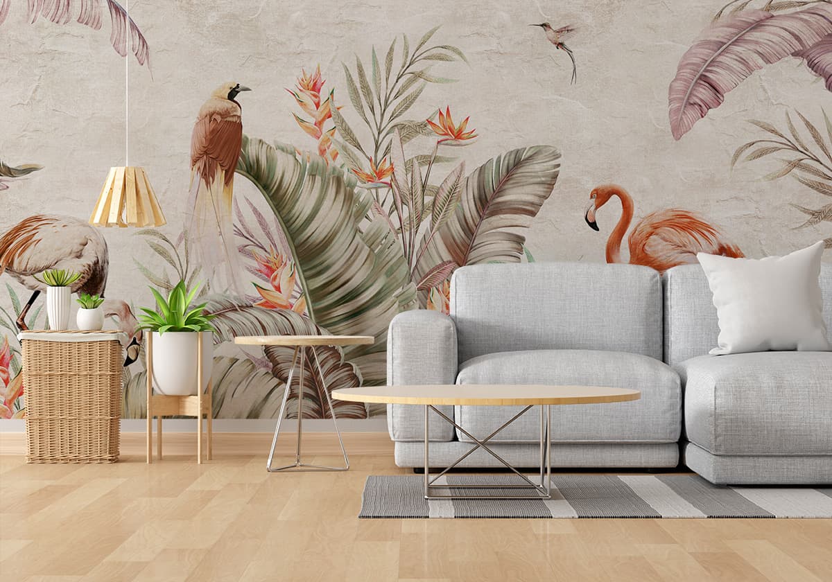 Tapiceria Tropical Enchantment Wallpaper Mural shown in a room