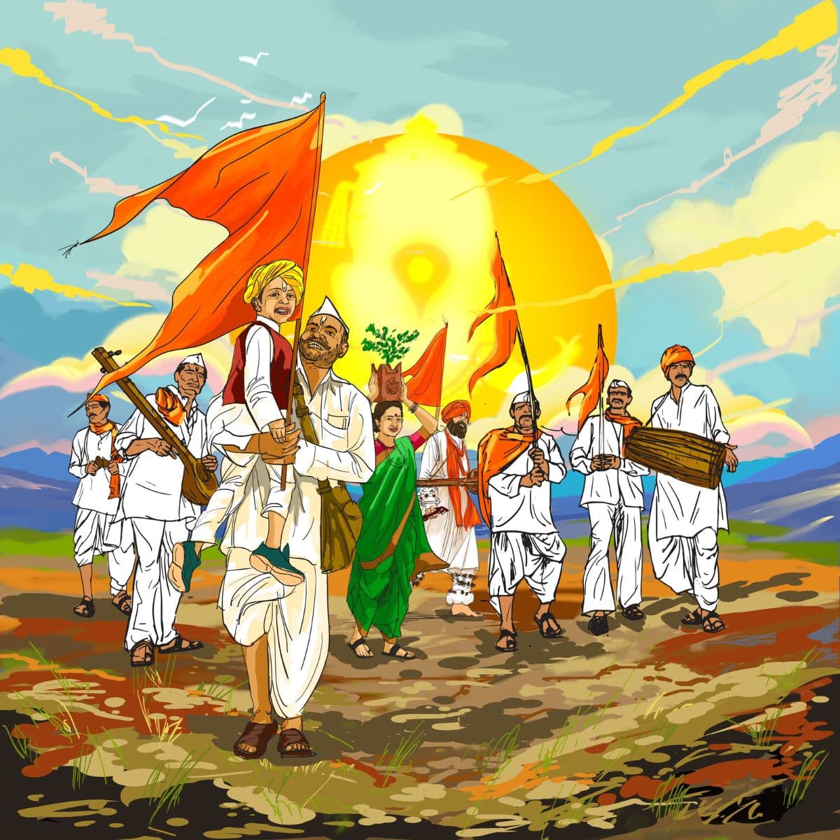Pandharpur Warkari Pilgrimage Wallpaper pattern detail