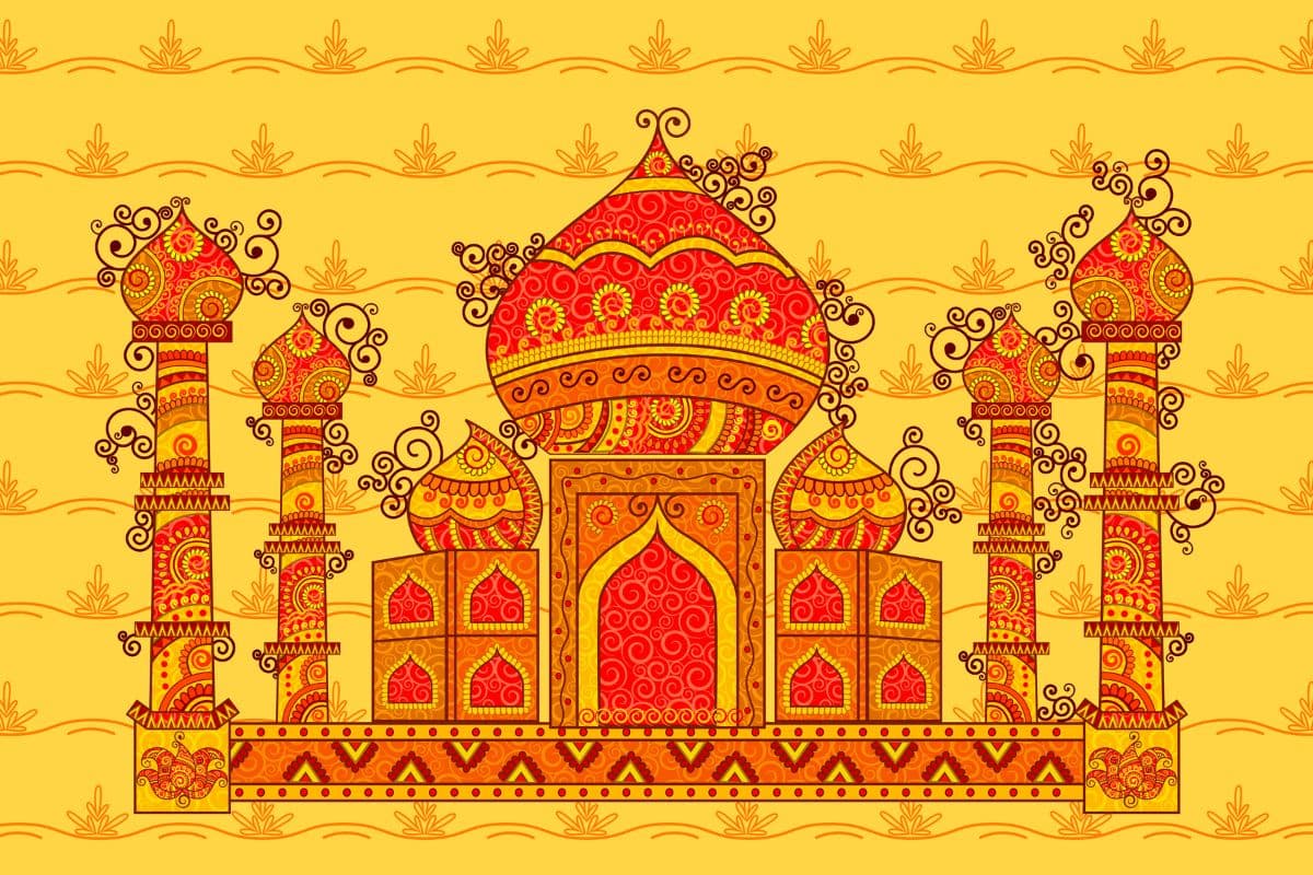 Taj Mahal in Indian Art Style Wallpaper for Wall pattern detail