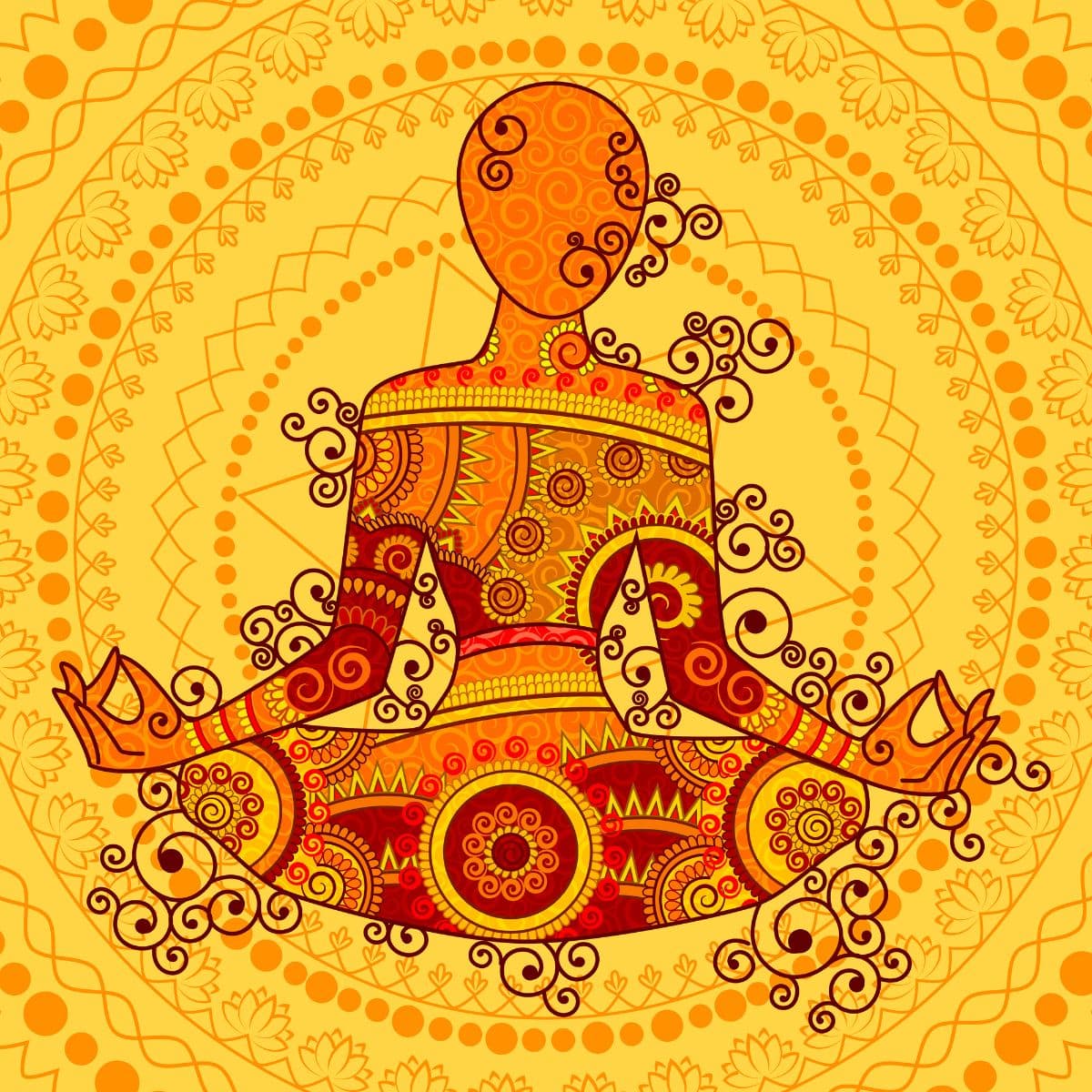 Yoga Pose in Indian Art Style Wallpaper for Wall pattern detail