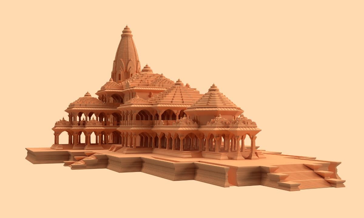 3D Ayodhya Ram Mandir Wallpaper for Wall pattern detail