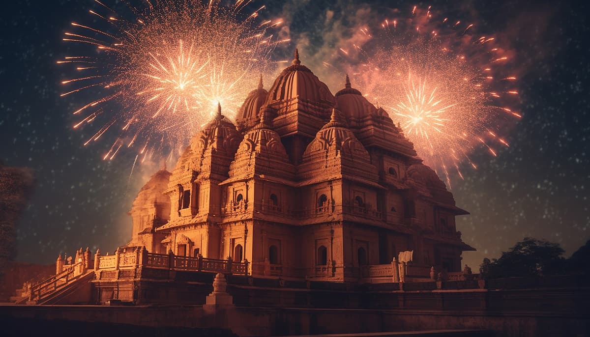 Ram Mandir Digital Art Wallpaper for Wall pattern detail
