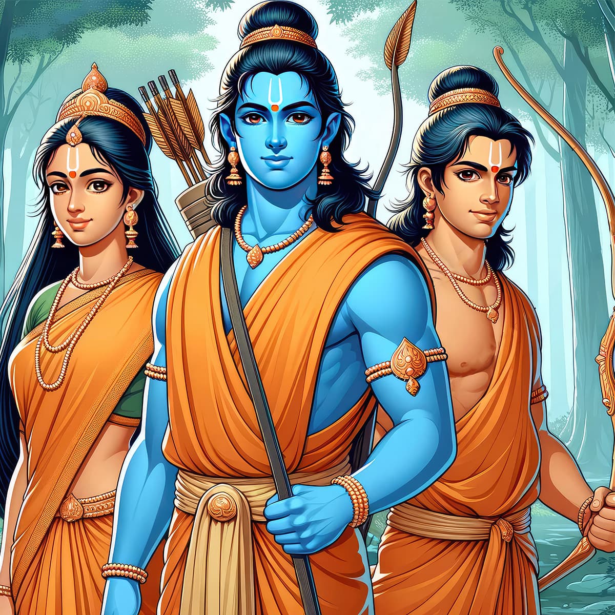 Ram, Laxman, Janki Wallpaper Mural pattern detail