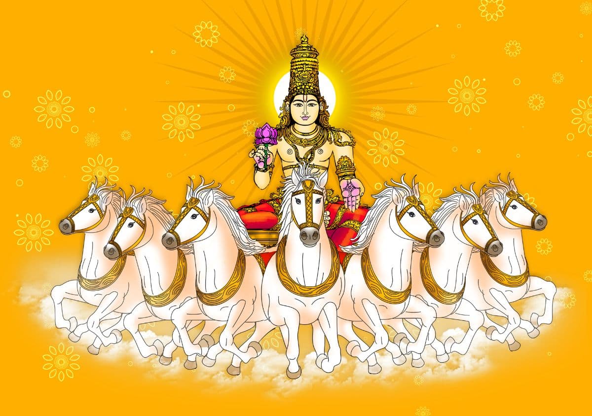 Solar Elegance, Surya Dev's Golden Aura Wallpaper pattern detail